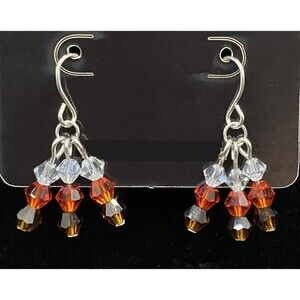 Handmade Clear Orange & Brown Crystal Bead Earrings by Neanie-Bot